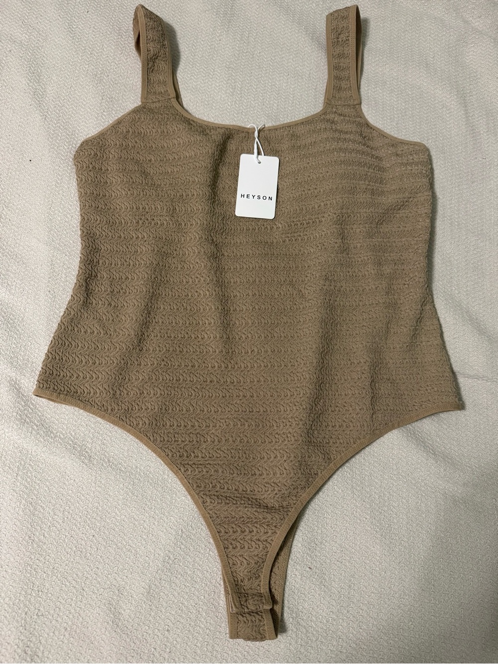 HEYSON Tan Textured One-Piece Bodysuit 2xl
